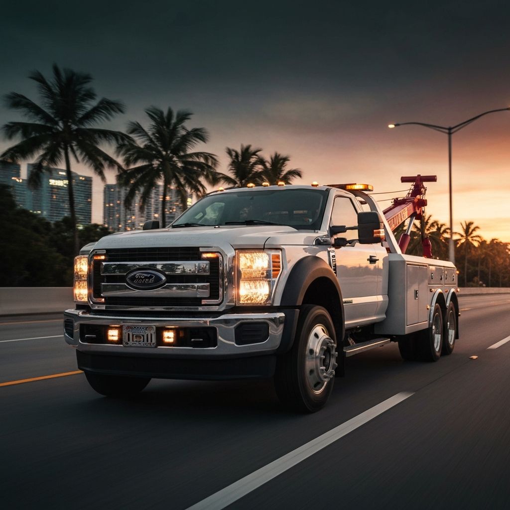 MIA Z Towing truck on the road